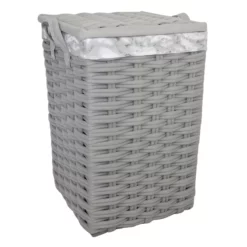 Floor Standing Hamper With Printed Marble Designed Liner, Medium