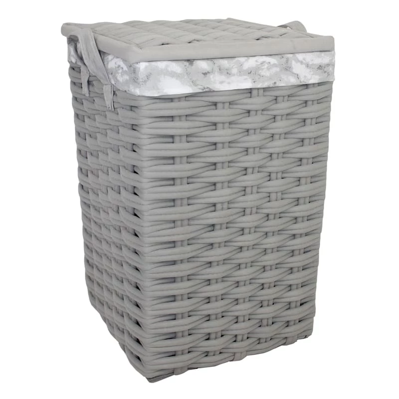 Floor Standing Hamper With Printed Marble Designed Liner, Medium 1 Floor Standing Hamper With Printed Marble Designed Liner, Medium