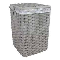 Floor Standing Laundry Hamper With Printed Marble Designed Liner, Extra Large