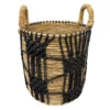 Found & Fable Round Abaca With Black Macrame Storage Basket, Small