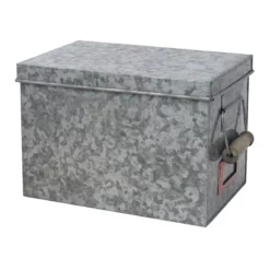 Galvanized Bin With Wood Handle, Small