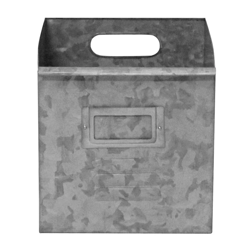 Galvanized Metal Open Square Bin 2 Galvanized Metal Open Square Bin - Image 2