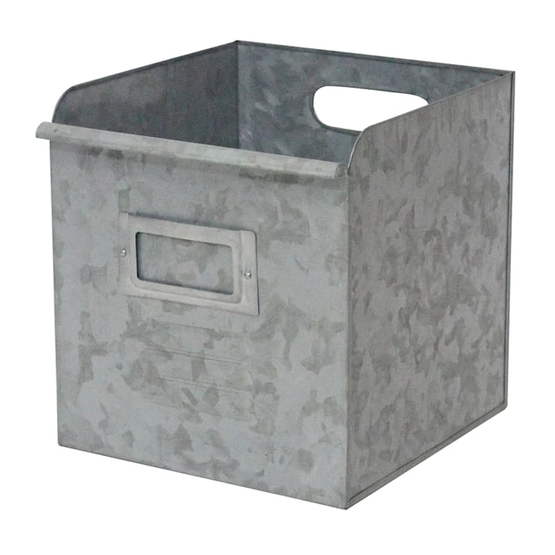 Galvanized Metal Open Square Bin 1 Galvanized Metal Open Square Bin
