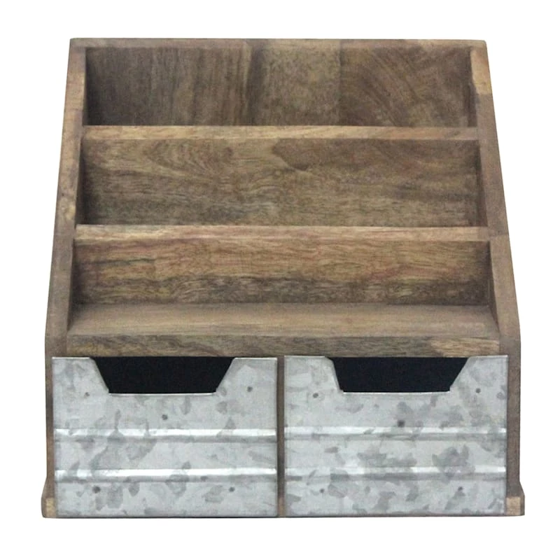 Galvanized Paper Tray Desk Organizer With Drawers 2 Galvanized Paper Tray Desk Organizer With Drawers - Image 2