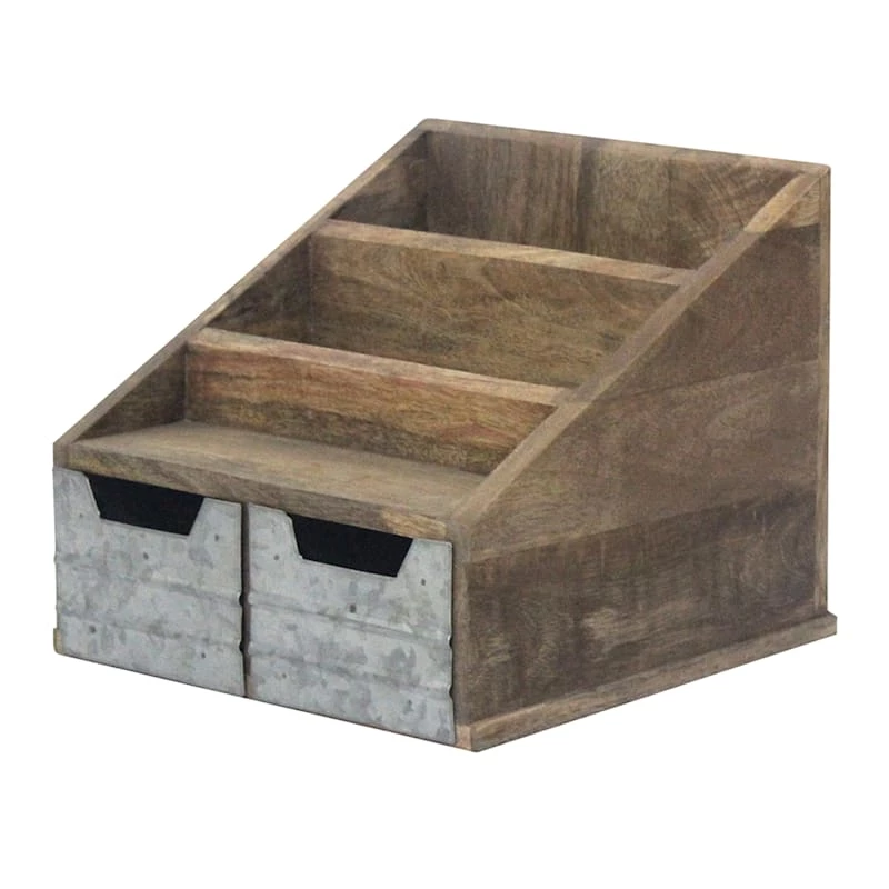 Galvanized Paper Tray Desk Organizer With Drawers 1 Galvanized Paper Tray Desk Organizer With Drawers