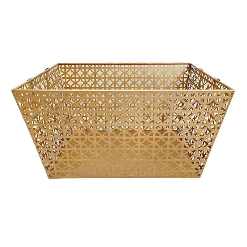 Geo Gold Metal Rectangle Storage Basket, Large 1 Geo Gold Metal Rectangle Storage Basket, Large