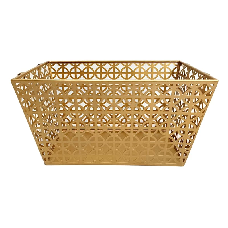 Geo Gold Metal Rectangle Storage Basket, Small 1 Geo Gold Metal Rectangle Storage Basket, Small