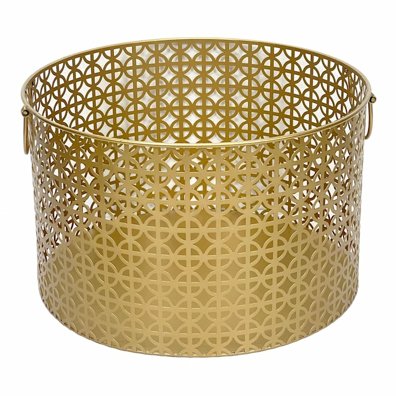 Geo Gold Round Metal Storage Basket, Medium 1 Geo Gold Round Metal Storage Basket, Medium