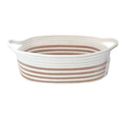 Glam Tan Striped Rectangle Storage Bin, Medium