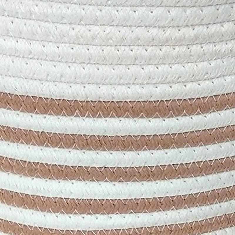 Glam Tan Striped Tall Round Storage Bin, Large 2 Glam Tan Striped Tall Round Storage Bin, Large - Image 2