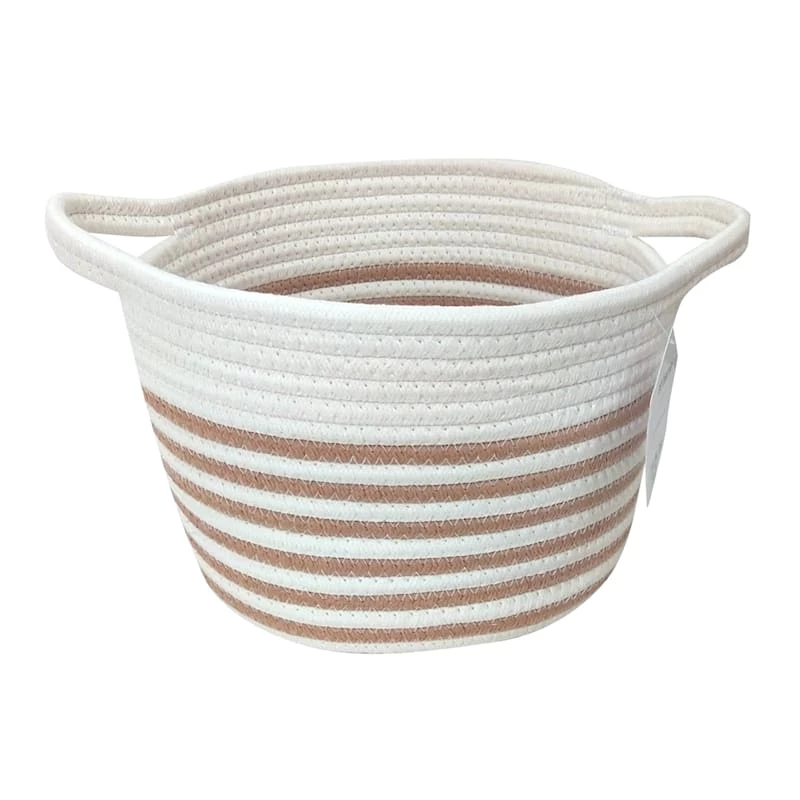 Glam Tan Striped Tall Round Storage Bin, Medium 1 Glam Tan Striped Tall Round Storage Bin, Medium