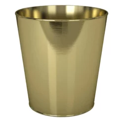 Glass Metal Waste Basket Gold