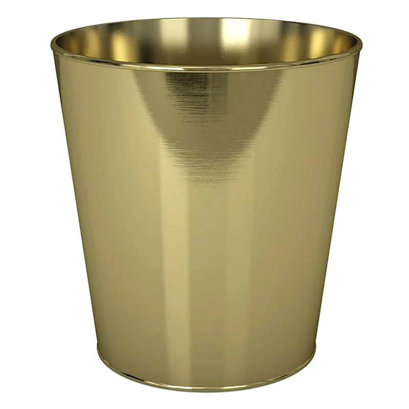 Glass Metal Waste Basket Gold 1 Glass Metal Waste Basket Gold