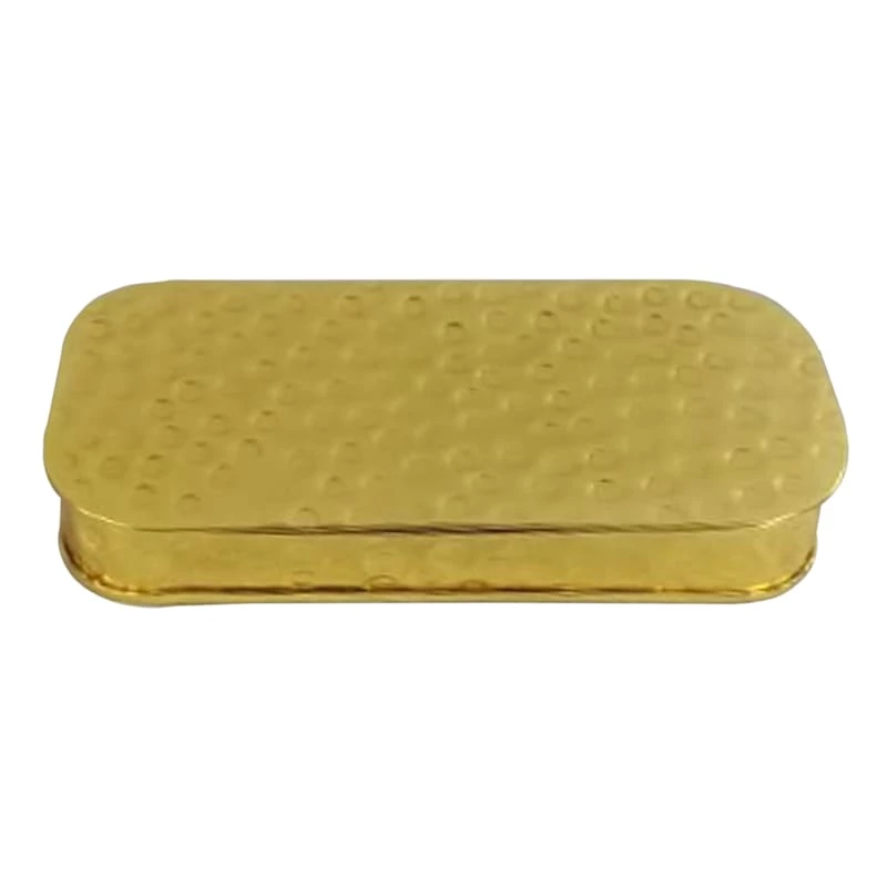 Gold Hammered Metal Pencil Box, 7" 1 Gold Hammered Metal Pencil Box, 7"