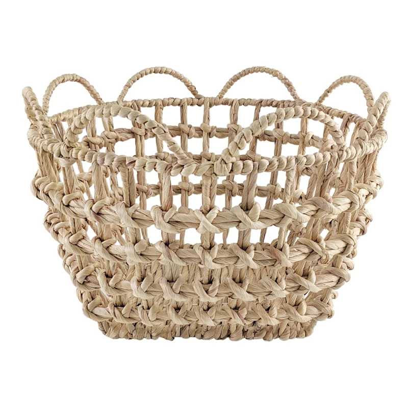 Grace Mitchell Braided Water Hyacinth Basket With Scalloped Edge, Large 1 Grace Mitchell Braided Water Hyacinth Basket With Scalloped Edge, Large