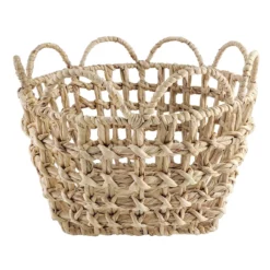 Grace Mitchell Braided Water Hyacinth Basket With Scalloped Edge, Medium