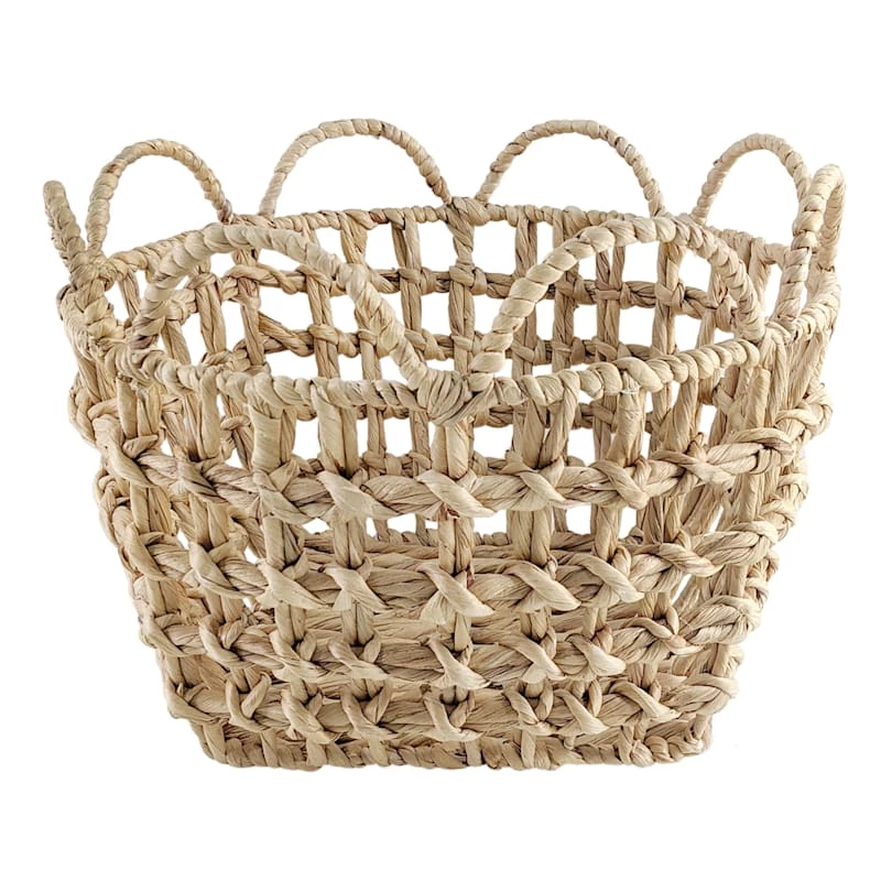 Grace Mitchell Braided Water Hyacinth Basket With Scalloped Edge, Medium 1 Grace Mitchell Braided Water Hyacinth Basket With Scalloped Edge, Medium