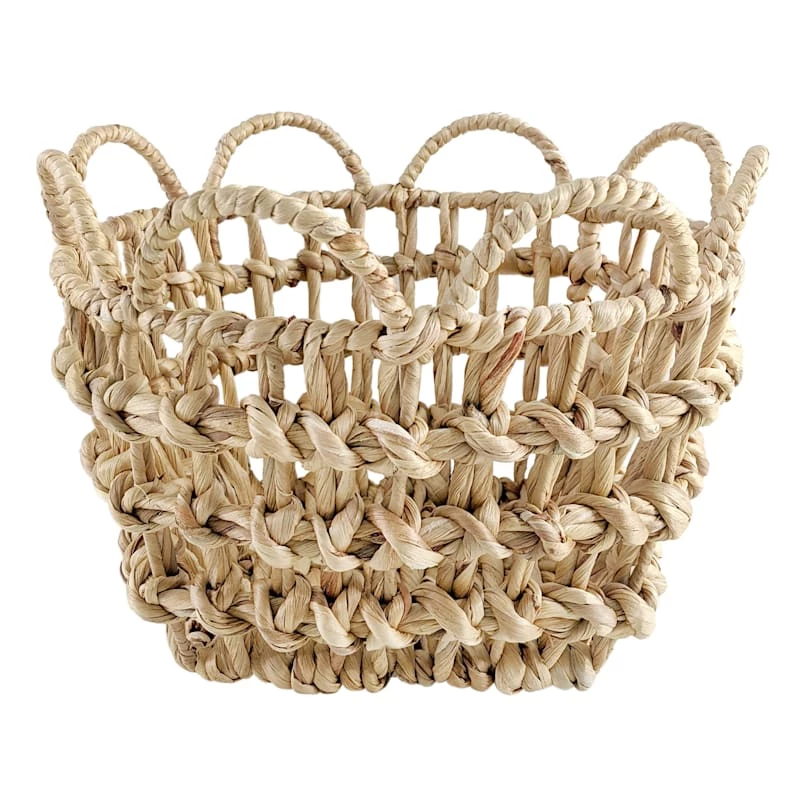 Grace Mitchell Braided Water Hyacinth Basket With Scalloped Edge, Small 1 Grace Mitchell Braided Water Hyacinth Basket With Scalloped Edge, Small