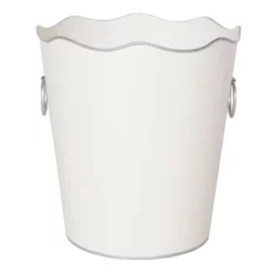 Grace Mitchell White With Silver Edges Trash Bin, 10.2"