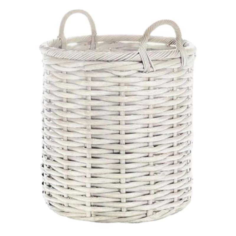Grace Mitchell Whitewashed Round Willow Basket, Large 1 Grace Mitchell Whitewashed Round Willow Basket, Large