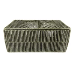 Green Lidded Paper Storage Basket, Medium