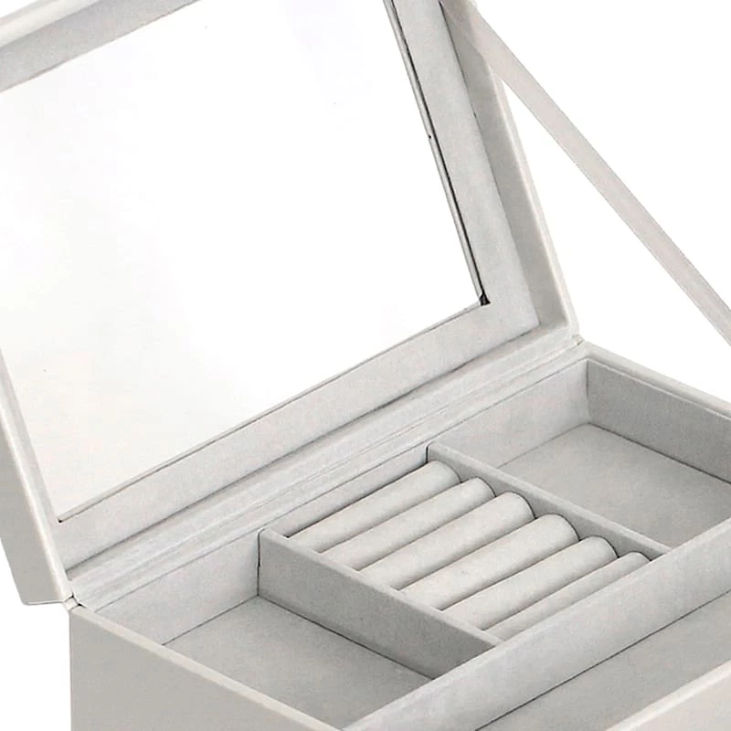 Grey Drawer Leather Jewelry Box 3 Grey Drawer Leather Jewelry Box - Image 3