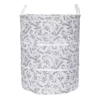 Grey Floral Canvas Laundry Hamper, Large