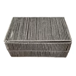 Grey Paper Storage Basket With Lid, Medium