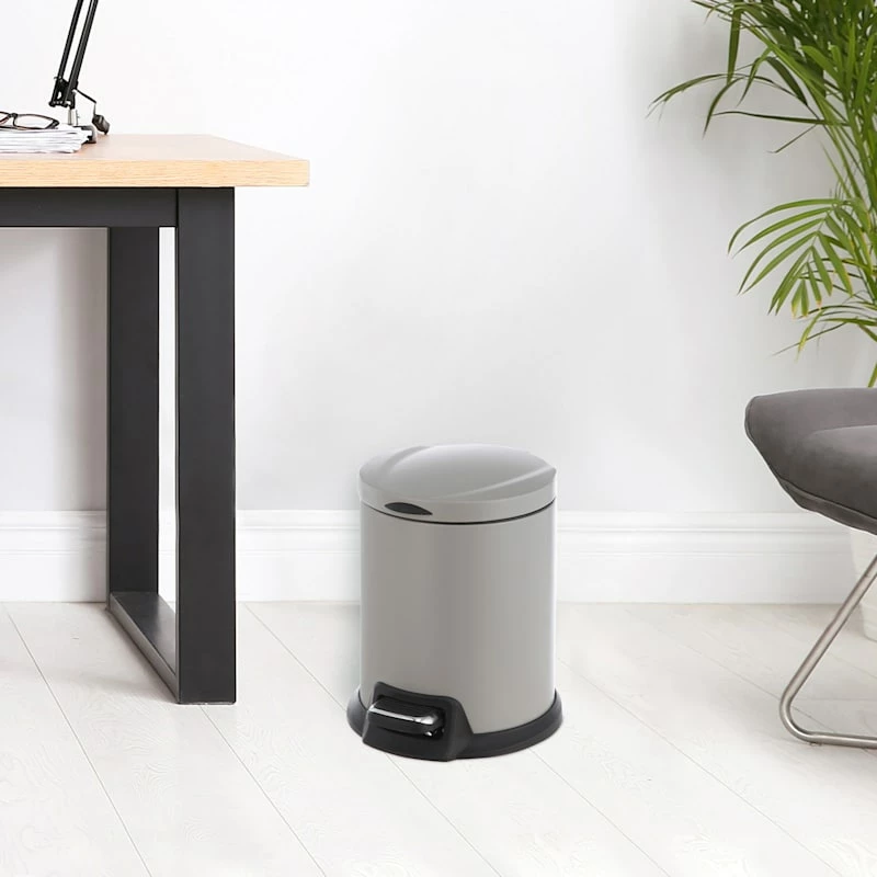 Grey Round Pedal Bin, 5L 6 Grey Round Pedal Bin, 5L - Image 6