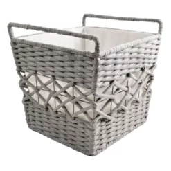 Grey Tapered Rope Laundry Hamper, Large
