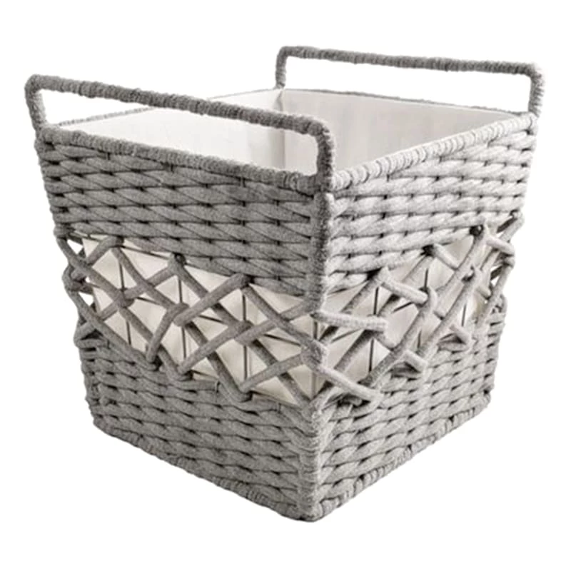 Grey Tapered Rope Laundry Hamper, Large 1 Grey Tapered Rope Laundry Hamper, Large