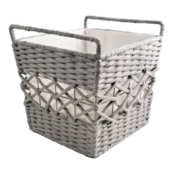 Grey Tapered Rope Laundry Hamper, Medium