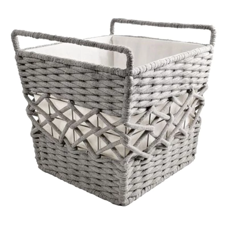 Grey Tapered Rope Laundry Hamper, Small 1 Grey Tapered Rope Laundry Hamper, Small