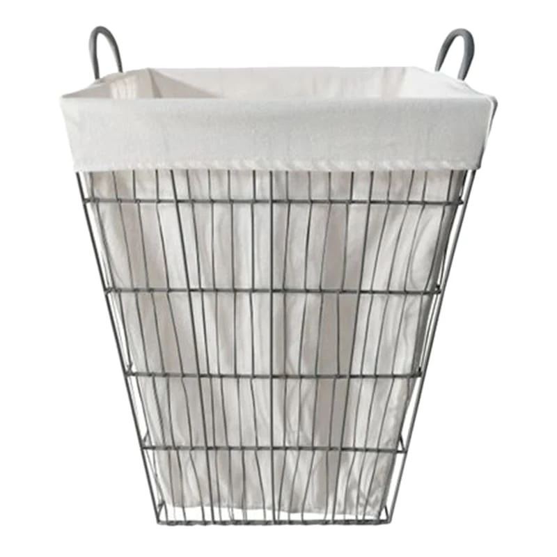 Grey Tapered Wavy Metal Wire Laundry Hamper, Large 1 Grey Tapered Wavy Metal Wire Laundry Hamper, Large