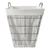 Grey Tapered Wavy Metal Wire Laundry Hamper, Medium