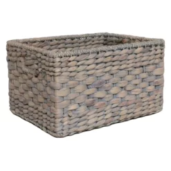 Grey Wash Water Hyacinth Storage Basket, Medium