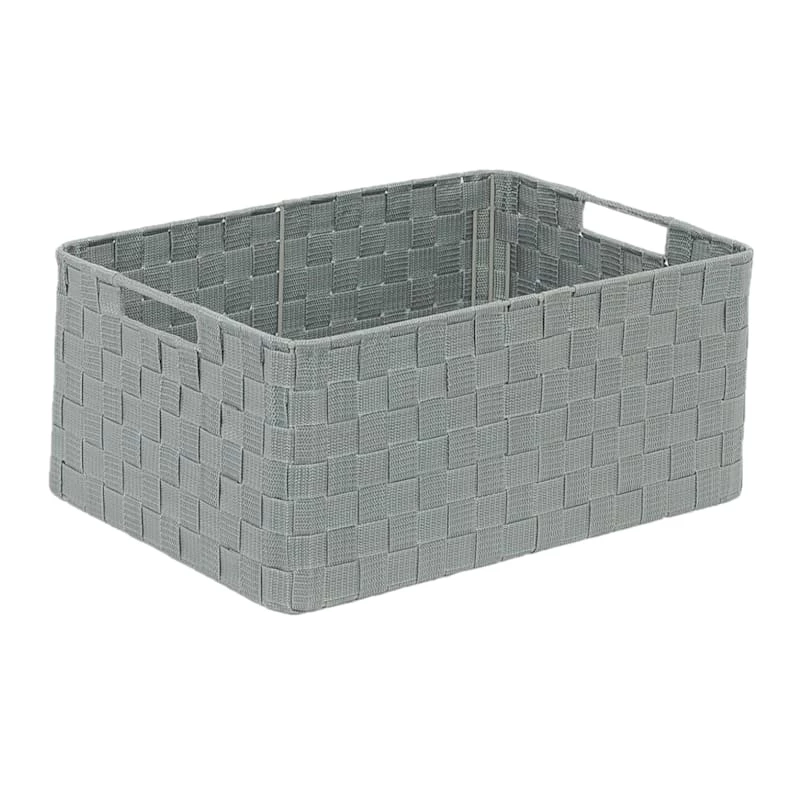 Grey Weave Round Corner Storage Basket, Large 1 Grey Weave Round Corner Storage Basket, Large
