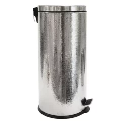 Haig Shiny Stainless Steel Embossed Step Can With Removable Liner, 30l