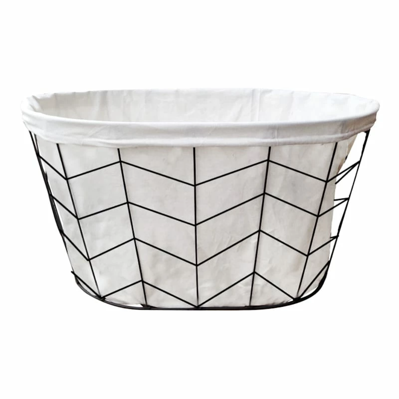 Herringbone Pattern Wire Laundry Basket 1 Herringbone Pattern Wire Laundry Basket
