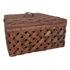 Honeybloom Chipwood Rectangle Storage Basket With Lid, Large