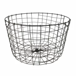 Honeybloom Tapered Dark Grey Metal Basket, Small