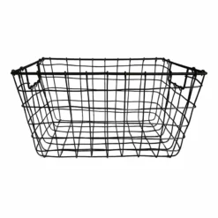 Honeybloom Tapered Dark Grey Metal Storage Basket, Large