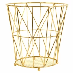 Keira Harvest Gold Wire Waste Bin, 10"