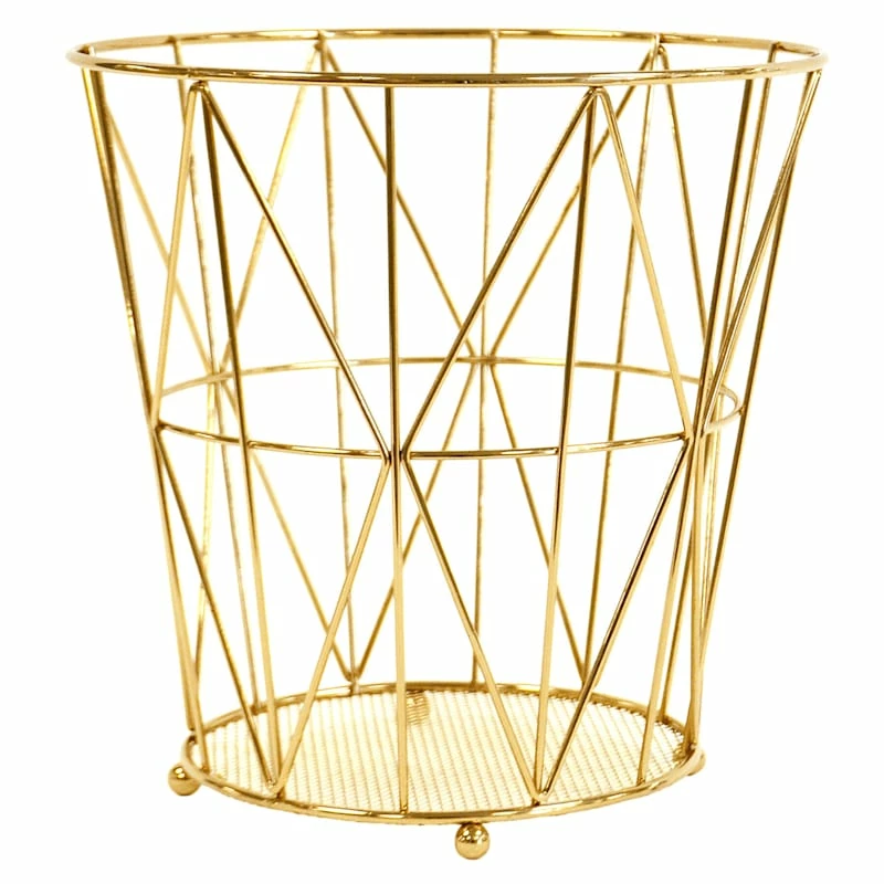 Keira Harvest Gold Wire Waste Bin, 10" 1 Keira Harvest Gold Wire Waste Bin, 10"