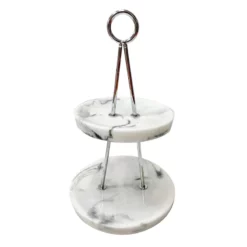 Laila Ali Chrome Jewelry Holder With Marble Base, 10"