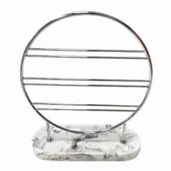 Laila Ali Chrome Jewelry Holder With Marbled Base, 8.5"
