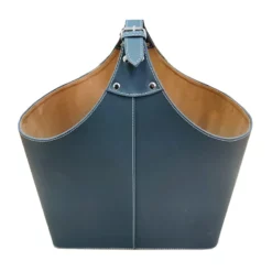 Laila Ali Grey Faux Leather Magazine Storage Bin, Medium