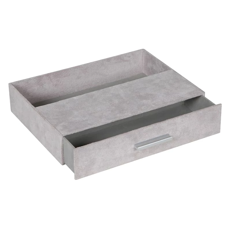 Laila Ali Grey Suede Tray With Drawer 1 Laila Ali Grey Suede Tray With Drawer