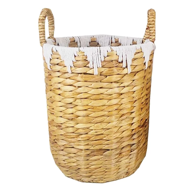 Large Round Water Hyacinth Basket/Triangle Trim 1 Large Round Water Hyacinth Basket/Triangle Trim