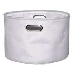 Light Grey Round Fabric Storage Basket, Large